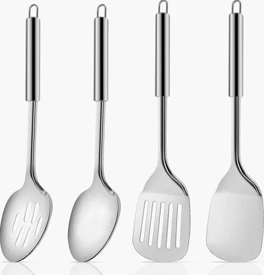 Produktbild von Küchenutensilien Set aus Edelstahl, 4 Teile Löffel Spatel