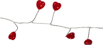 Produktbild von LED Drahtlichterkette rote Herzen - 72 rote Tautropfen LED - L: 2m - Batterie - Timer