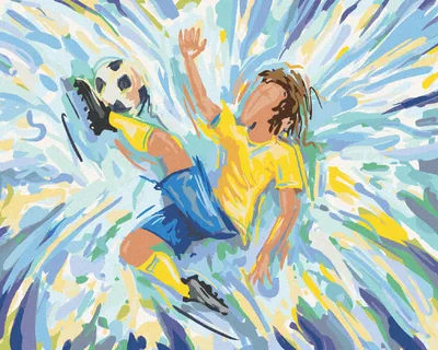 Image de Zuty - Peinture par numéros - FOOTBALLEUR SUR FOND BLEU, 40 x 50 cm, sans cadre et sans toile tendue