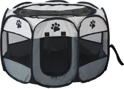 Image de ASKSA Clôture pour animaux, Pliable, 8 éléments, intérieur et extérieur, 73 x 73 x 43 cm, Gris