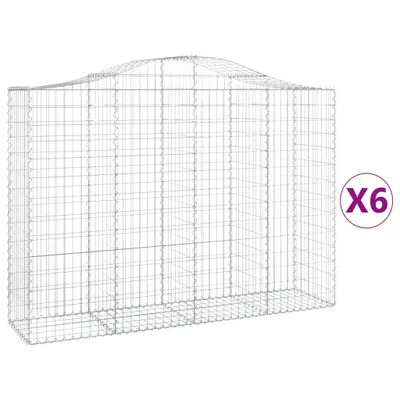 Productafbeelding van vidaXL Gabionen met boogvorm, 6 stuks, 200x50x140/160 cm, verzinkt staal