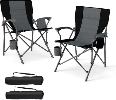 Immagine prodotto di Sedia da campeggio KOMFOTTEU, pieghevole, con portabevande e tasca laterale, sedie da picnic con borsa per il trasporto, portata 160 kg, sedia da esterno pieghevole, per barbecue, giardino, pesca (2)