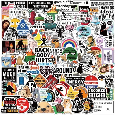Produktbild von Aufkleber Set 100 Stück PVC Lustig Meme Graffiti Anime für Laptop Motorrad Skateboard Koffer Multicolor