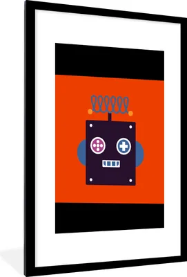 Produktbild von MuchoWow® Gerahmtes Poster Roboter - Rot - Gesicht - Formen - Jungen - Kinder 60x90 cm - Poster mit Schwarzem Bilderrahmen Wandposter Rahmen Foto Bilder - Dekoration - Wandposter Wohnzimmer - Hochwertig