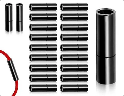 Immagine prodotto di 20 terminali per collane in cordino, fermagli a scorrimento, giunti per paracord per braccialetti, creazione di gioielli (3 mm, nero)