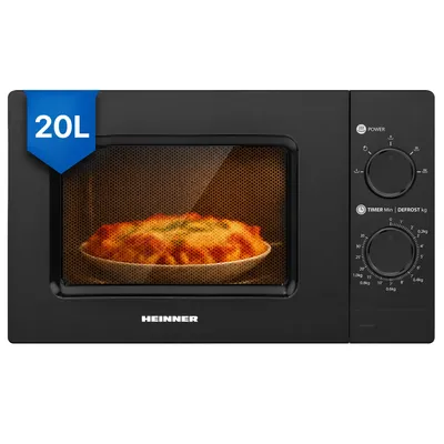 Produktbild von Heinner HMW-MD20MBK, Arbeitsplatte, Solo-Mikrowelle, 20 l, 700 W, Drehregler, Schwarz
