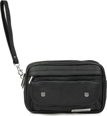 Produktbild von Handtasche g45 Beuteltasche aus schwarzem Naturleder 22x15x8 cm