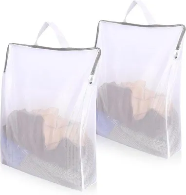 Produktbild von Geschirrspülbeutel - 2 Stück - Groß 40 × 50 cm - weiß - Waschbeutel - Schutz für Waschmittel und Waschmaschine