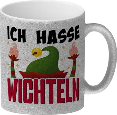 Produktbild von Ich hasse Wichteln Glitzer-Kaffeebecher