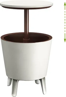 Produktbild von Keter Keter Beistelltisch Getränkekühler coolbar cocktail Tisch 50x57-85cm 30L weiß-braun