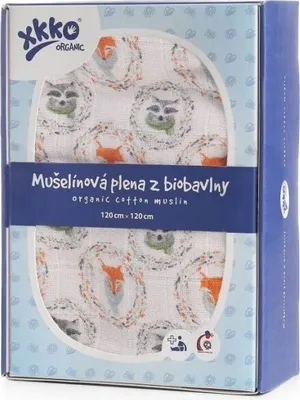 Obrázok produktu pre xkko Organická zavinovačka 120x120 cm Fox & Raccoon