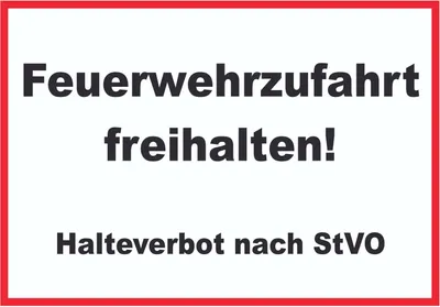 Produktbild von Feuerwehrzufahrt freihalten Halteverbot nach StVO Schild A0 Rückseite selbstklebend