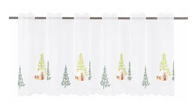 Produktbild von Scheibengardine bestickt Winter Landschaft BxH 48x140 Bistrogardine Panneau grün 2572