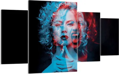 Produktbild von Bild auf Leinwand - Leinwandbild - 4 Teile - Schwarz Frau Emotionen - 160x90cm - Wand Bild - Wanddeko - Wandbilder - Leinwanddruck - Bilder - Wanddekoration - Leinwand bilder - DL160x90-4472