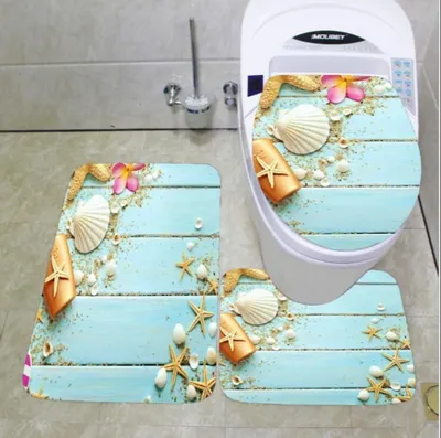 Produktbild von Mode Badgarnitur Badematten Set 3 teilig Badvorleger Badteppich WC Vorleger Badematte Duschvorleger