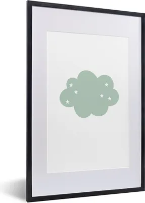 Produktbild von MuchoWow® Gerahmtes Poster Wolke - Mädchen - Jungen - Sterne - Pastell - Kind 40x60 cm - Poster mit Schwarzem Bilderrahmen Wandposter Rahmen Foto Bilder - Poster in Rahmen