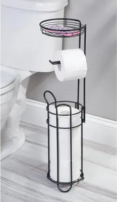 Immagine prodotto di Portarotolo da appoggio con ripiano, nero opaco
