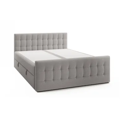 Produktbild von FEDVE Boxspringbett Yazo Royal Doppelbett Bettkästen Topper 140x200 cm Hellgrau (Anthology 15)