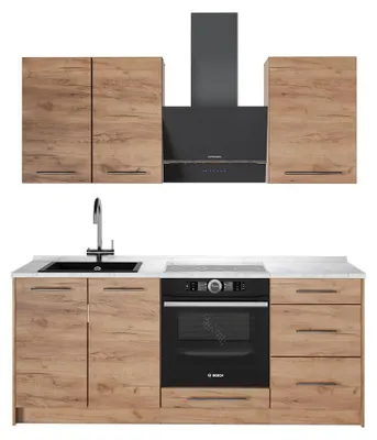 Imagen del producto de Cocina para solteros Vicco Fame-Line Roble dorado/Roble dorado 190 cm encimera Mármol, Model 69644