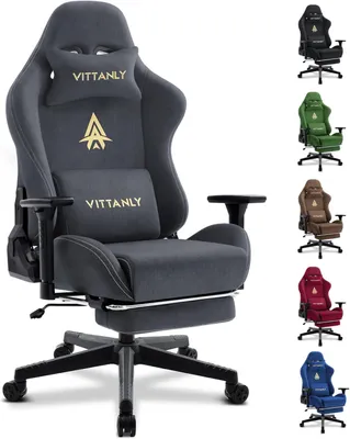 Produktbild von Vittanly Gaming Stuhl r WildKunstleder Gaming Chair Bürostuhl Ergonomischer Schreibtischstuhl mit Fußstütze Kopfstütze und Lendenkissen 3D Armlehnen 90-155° Rückenlehne