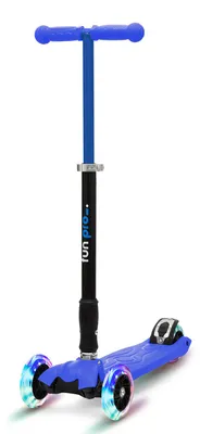 Produktbild von fun pro TWO Kinder Roller – Für Kinder ab 5 Jahre, 2-Rad Vorderachse, Klappbar & Höhenverstellbar, LED-Räder, Schwerkraftlenkung, Bis 80 kg, Scooter Kinder, Blau