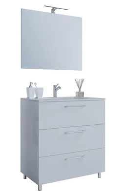 Produktbild von Schubo Bad Möbel Set Waschbecken Unterschrank Wandspiegel Badezimmer Waschtisch