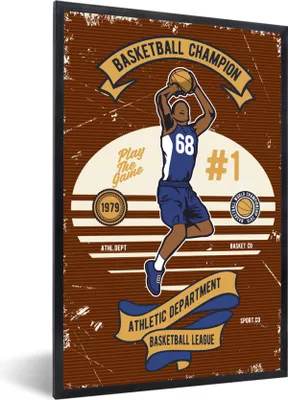 Produktbild von MuchoWow® MuchoWow® Gerahmtes Poster Mancave - Basketball - Vintage - Zitate 60x90 cm - Poster mit zchwarzem Bilderrahmen - Kunst