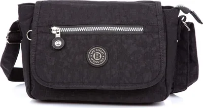 Produktbild von Bag Street kompakte Damenhandtasche Crinkle-Nylon verstellbarer Riemen für Alltag und Reisen Schwarz