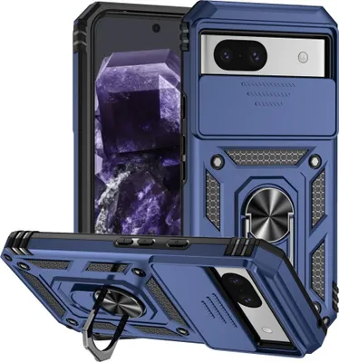 Produktbild von Google Pixel 8a Hülle - Coverup Armor Ring Ständer Back Cover mit Kamera Schutz - Blau