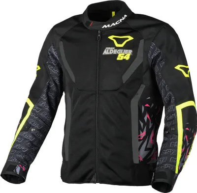 Image de Veste textile pour moto Macna Grisco Aldequer, noir/jaune fluo/gris, S
