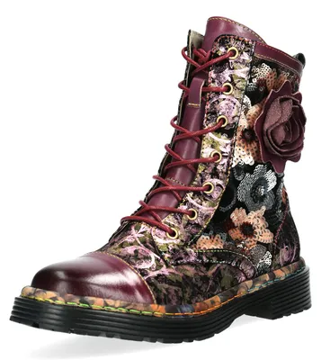 Produktbild von Laura Vita Damen Stiefelette Glattleder Blumen-Applikation Pailletten INCASO 51, Größe:37 EU, Farbe:Lila