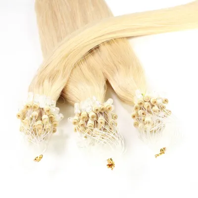 Immagine prodotto di hair2heart Microring Extended capelli umani lisci - 25 ciocche 1g 60cm 9/0 biondo chiaro