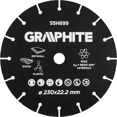 Immagine prodotto di Disco da taglio GRAPHITE 230 x 22,2 mm - rivestimento in carburo di tungsteno, per materiali morbidi - max. 8.300 giri/min