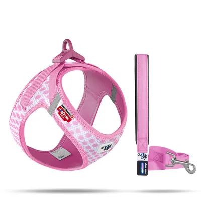 Produktbild von Curli Clasp Vest Geschirr Puppy Set pink-circles, Größe: M / Gewicht: 6-9 kg