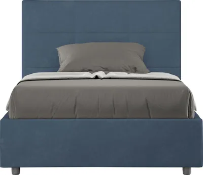 Produktbild von ITYHOME - Gepolstertes Bett ohne Lattenrost 120x210 mit Mikrofaserbezug Blau Mika