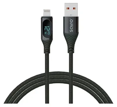 Zdjęcie produktu dla savio usb - Lightning-Kabel mit Display, cl-173, 1 m, schwarz