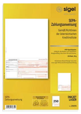 SEPA-Überweisungsformulare A4, 250 Blatt, inkl. Etikettenassistent