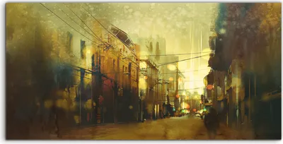 Produktbild von Coloray Acrylbild 140x70  Wandbild Acrylbilder Deko Malerei Straße Stadt Vintage Stil