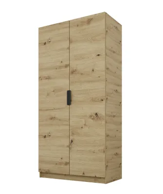 Produktbild von PAWS MOBEL Kippbarer Artisan eiche Kleiderschrank 100x52x200 cm, zweitüriger offener Kleiderschrank ohne Spiegel, mit Einlegeböden und Kleiderbügel