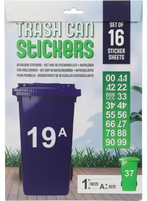Produktbild von Basic-Abfalleimer-Aufkleberbögen Set 16 Stück