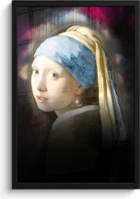 Produktbild von MuchoWow® MuchoWow® Gerahmtes Poster Mädchen mit Perlenohrring - Johannes Vermeer - Ölgemälde 40x60 cm - Poster mit zchwarzem Bilderrahmen - Papierdruck - Wandbilder