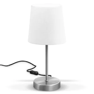 Produktbild von Nachttischlampe mit Kabelschalter, E14 Fassung, Lampenschirm aus Stoff, Tischlampe, Lampe, Schreibtischlampe, Tischleuchte, Bürolampe, 30,8x10cm, weiß