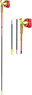 Productafbeelding van Wandelstokken - Outdoor stokken - Trailrunning - Ultralicht carbon - 100 cm - Rood-geel