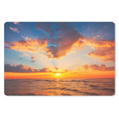 Produktbild von MuchoWow® Schreibtischunterlage Sonnenuntergang - Meer - Gold 60x40 cm - XXL Mauspad - Großes Mauspad