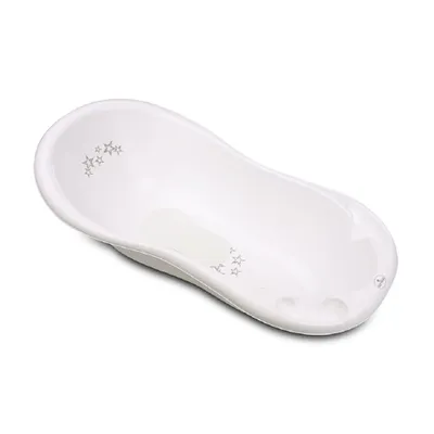Produktbild von Lorelli Baby Badewanne 100 cm mit Anti-Rutsch-Matte, Wasserablauf, Ablagefcher wei Sterne
