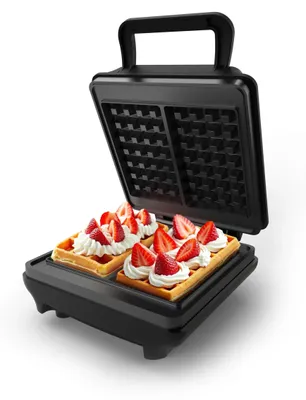 Produktbild von Waffeleisen - Für 2 große Waffeln - 1800 W - Antihaftbeschichtung - Waffelgröße 8,5 x 14,5 cm - 2 Kontrollleuchten
