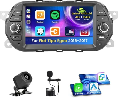 Image de Système multimédia Android 15 pour Fiat Tipo Egea (2015-2017), 4+64 Go de mémoire, avec CarPlay et Android Auto sans fil, écran de 7 pouces, support FM RDS, égaliseur 32 bandes, GPS, Bluetooth et WiFi