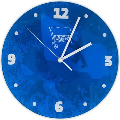 Produktbild von Hertha BSC Runde Wanduhr aus Glas, Kunststoff, Metall, ca. 30 cm Durchmesser