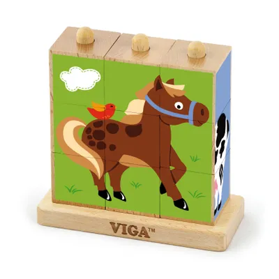 Produktbild von Viga Toys - Holzpuzzle Puzzle Lernpuzzle Viga Toys Farm 9 Elemente