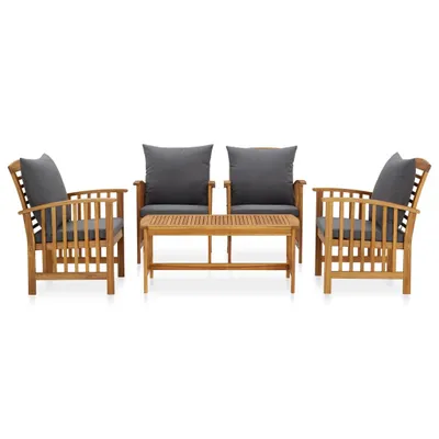 Image de vidaXL Ensemble de salon de jardin 5 pièces avec coussins en bois massif d'acacia